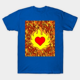 Flames Burning Heart On Fire T-Shirt